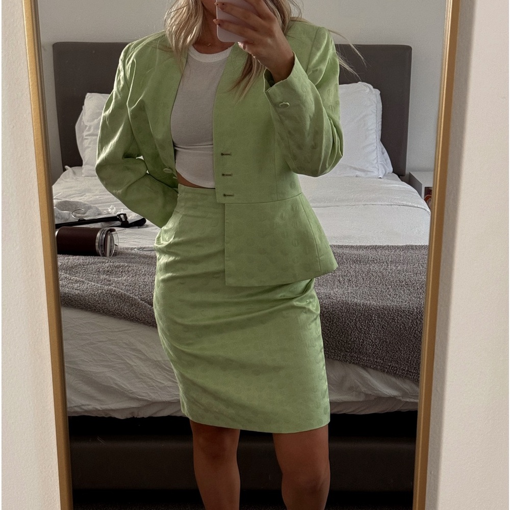 Dior Pastel Green Blazer and Skirt Ensemble